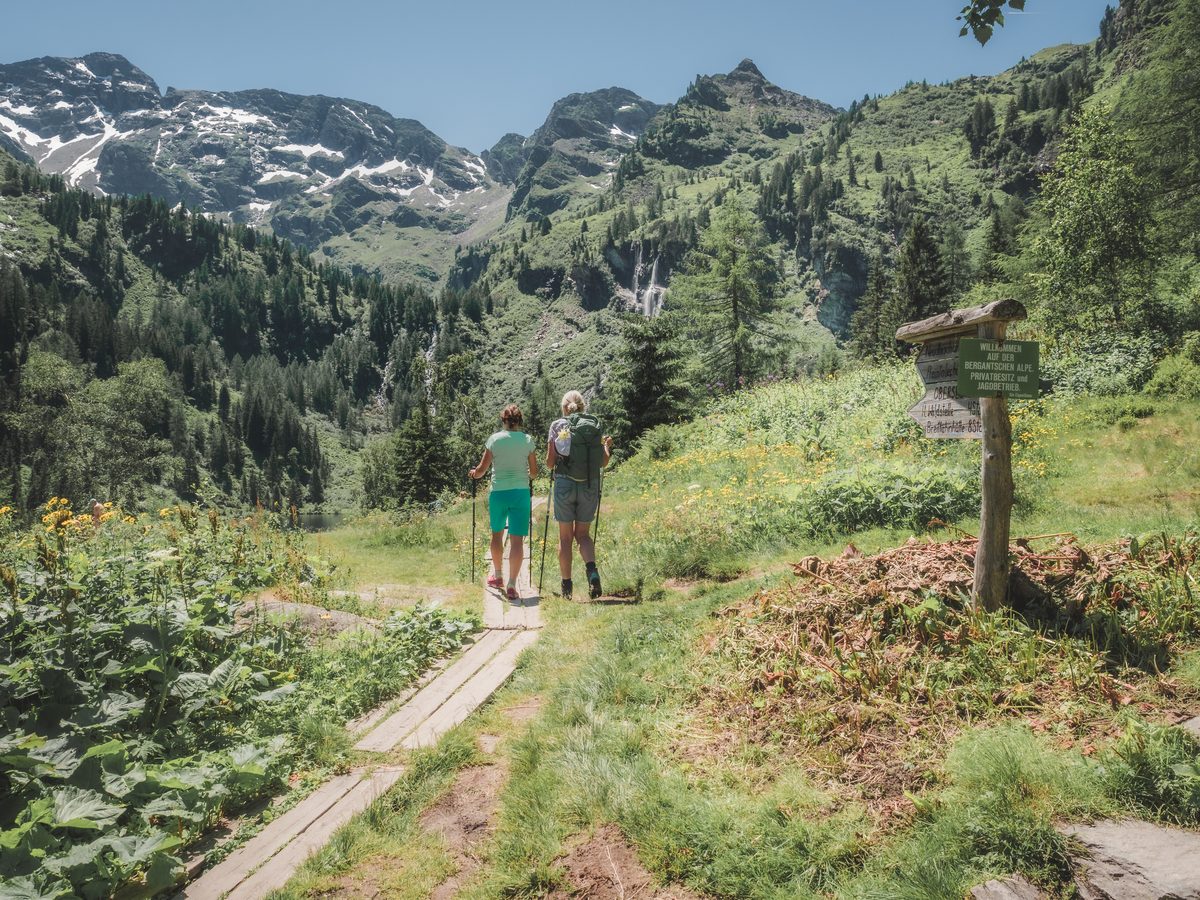Two hikers on a summer trail near Tauplitz